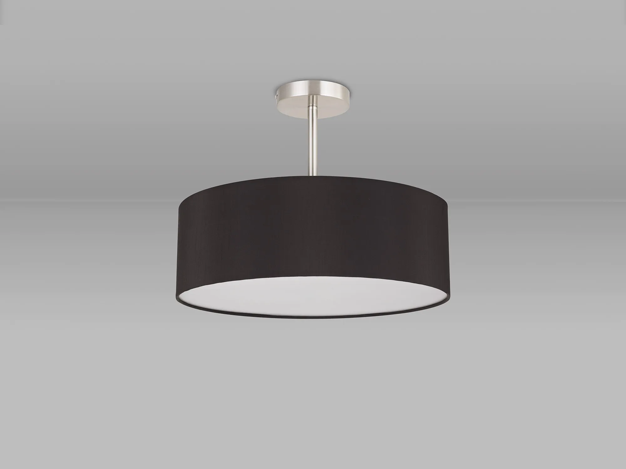 Baymont 45cm Semi Flush 5 Light Satin Nickel, Black/White DK0755  Deco Baymont SN BL
